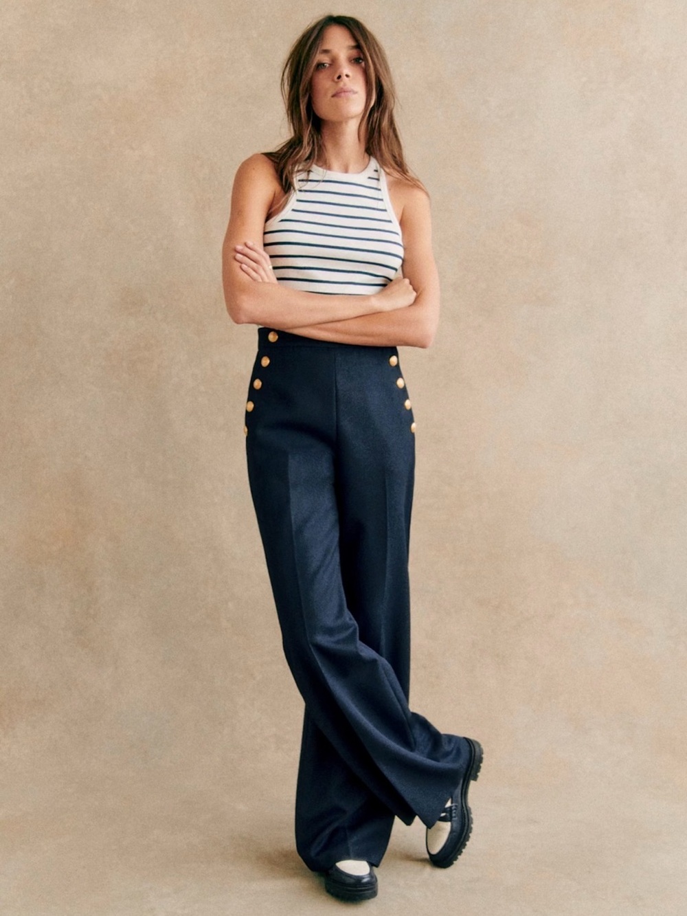 ❌SOLD❌EUC - Sezane Marino high waist trousers in navy blue - size US 4 or EU 36